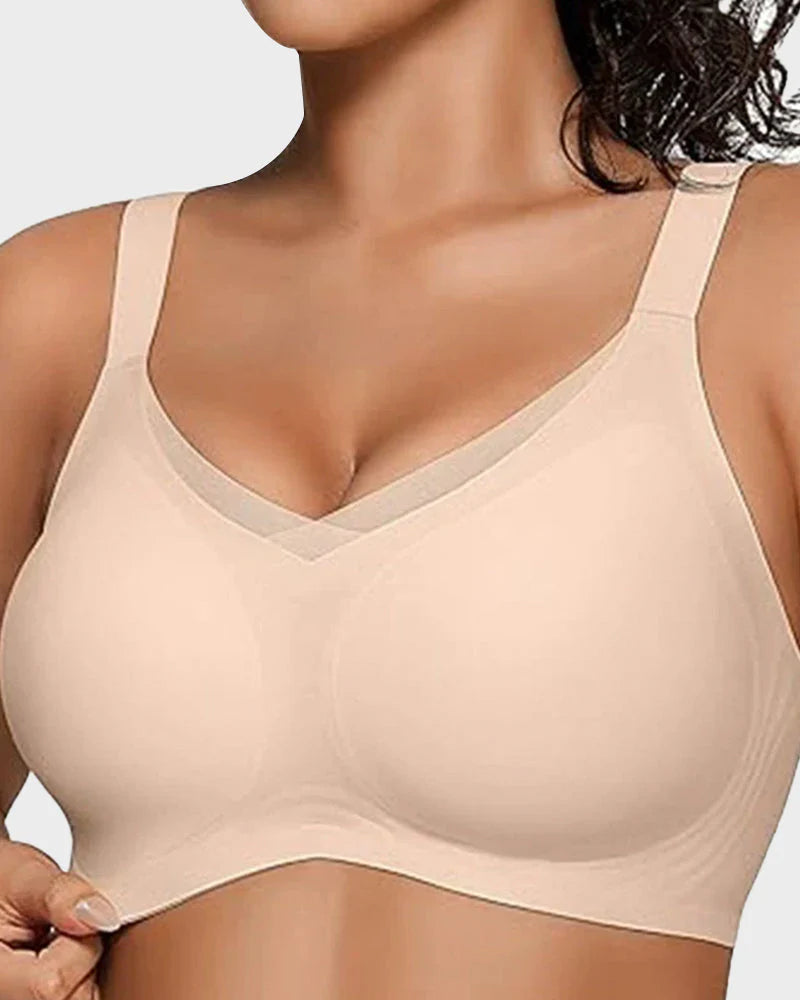 Wireless V-Neck Crossover Mesh Support Bra