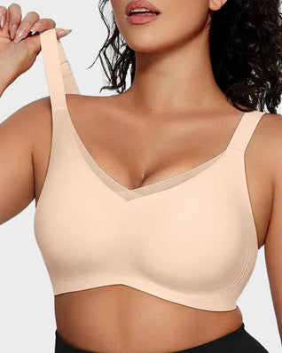 Wireless V-Neck Crossover Mesh Support Bra
