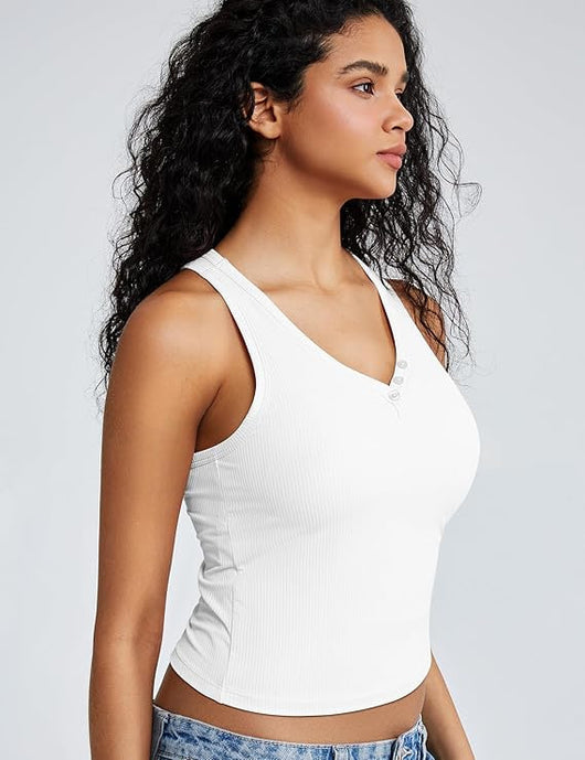 V Neck Tank Top Built - in Shelf Bra